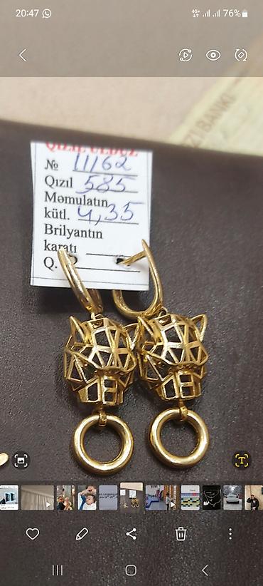 zergerlik: Sırğa, Sarı qızıl, 585 Əyar, 4 g — 1