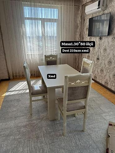 Qonaq otağı və mətbəx üçün masa-stul dəsti. Dəstə 1 ədəd düzbucaqlı