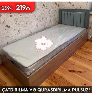 Çarpayılar: Yeni, Təknəfərlik çarpayı, Bazalı, Matras ilə, Siyirməsiz, Azərbaycan — 8