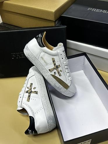 Кроссовки и спортивная обувь: Кроссовки Premiata White Air - Модель: низкие кеды из гладкой белой — 5