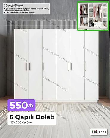 Mebel: 6 qapılı dolab – 47×200×240 sm - Material: 18 mm laminat - Rəng — 1
