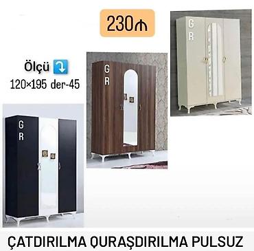 dolab modelləri: Üç qapılı paltar dolabı, güzgülü model. - Rəng variantları: ağ — 1