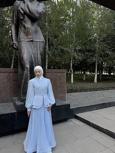 Платья: Нарядное платье в нежно-голубом цвете (модест) - Длина в пол — 4