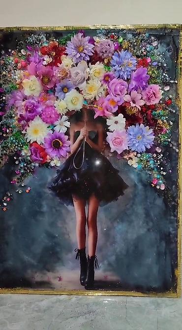 divar bəzəkləri: Məhsul: 3D mix-media dekorativ tablo Təsvir: - Mövzu: Qara qısa donlu — 5