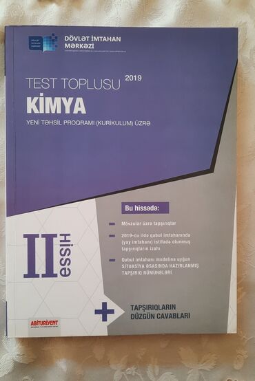 kitab: Dim Kimya test toplusu 2-ci hissə (2019) Səliqəli istifadə olunub