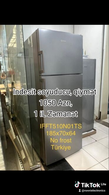 Meyvə və tərəvəz qurudan aparatlar: Yeni 2 qapılı Indesit Soyuducu Satılır, rəng - Gümüşü
