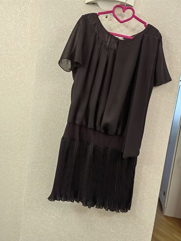 sifon material: Вечернее платье, Миди, XL (EU 42)