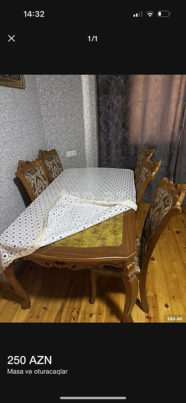 quxna stolu: Başlıq: Klassik üslub yemək otağı dəsti – masa və 6 stul Təsvir: - — 1