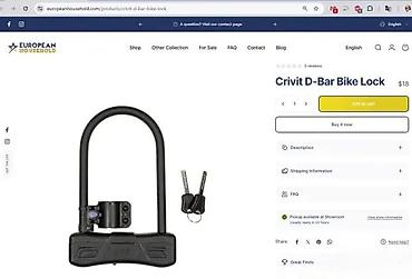 Dodaci za bicikl: Crivit D-Bar Bike Lock – U-brava za bicikl - Masivna D/U konstrukcija — 6
