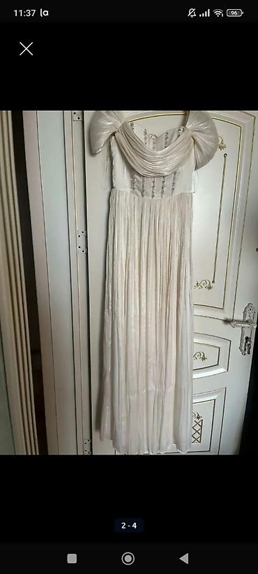 uzun pencekler: Şampan rəngində ziyafət/libas paltarı - Stil: Uzun, axıcı ətəkli — 3