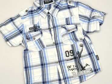 biała koszula z aplikacjami: Shirt 8 years, condition - Good, pattern - Cell, color - Light blue