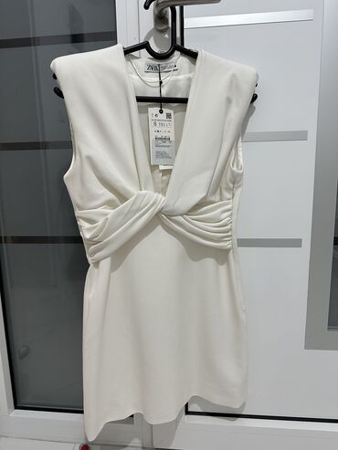 uske pantalone sa visokim strukom: Zara S (EU 36), color - White, Evening, With the straps