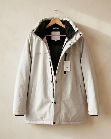 Unisex qış parka gödəkçə - Rəng: açıq boz (xaki-bozumtul ton) - Ölçü