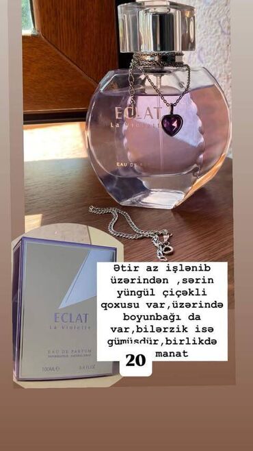 Ətriyyat: Ətirb,boyunbağıgümüş qolbaq hamısı bir yerdə 20 manat lalafo.az -da Ətriyyat: Ətirb,boyunbağıgümüş qolbaq hamısı bir yerdə 20 manat