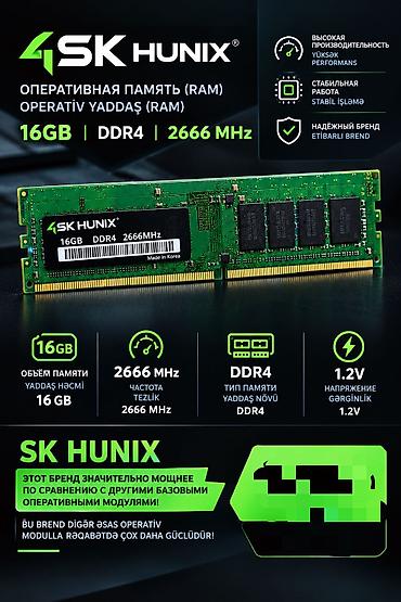 ddr3 ram notebook: SK HUNIX operativ yaddaş modulu - Tutum: 16 GB - Növ: DDR4 (PC4) - — 1
