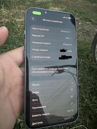 iphone 2 sim: IPhone 14, Б/у, 256 ГБ, Синий, Защитное стекло, Чехол, Коробка, 81 % — 5
