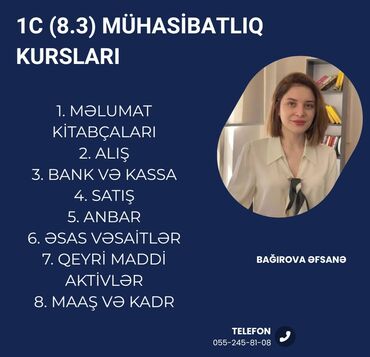 gəncədə komputer kursları: Mühasibat, 1C, Fərdi, Evə gəlməklə, Onlayn, İşədüzəltmədə kömək