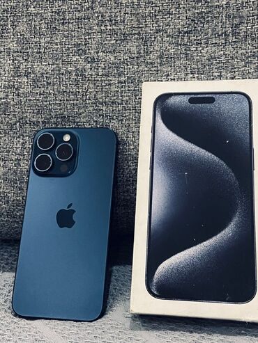 мобильные телефоны поко: IPhone 15 Pro Max, Б/у, 256 ГБ, Blue Titanium, Коробка, 86 %