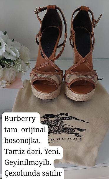 dəri bosonojkalar: Burberry, Ölçü: 37, rəng - Qəhvəyi, Yeni — 1