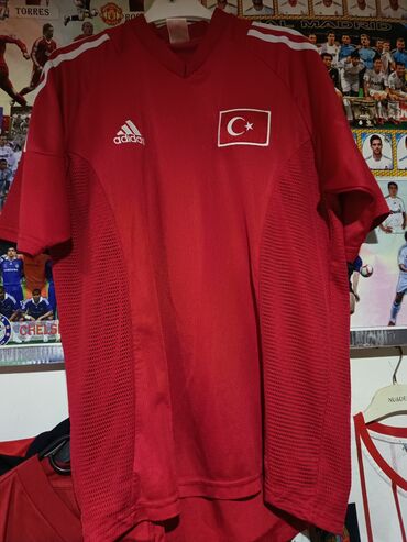 kişi köyneyi: Футболка Adidas, L (EU 40), цвет - Красный