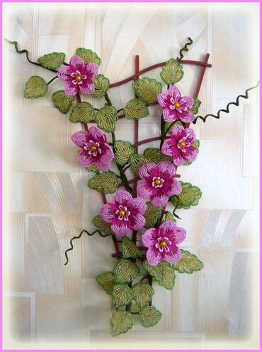 Декоративные цветы: Изготавливаю деревья и цветы из бисера все ручная работа. на — 7