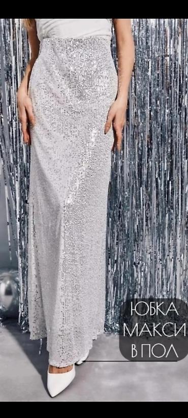 Юбки: Юбка, Модель юбки: Прямая, Макси, Высокая талия, С пайетками — 4