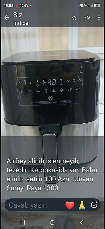 Airfryer – rəqəmsal idarəetməli yağsız bişirici. Qara və paslanmaz
