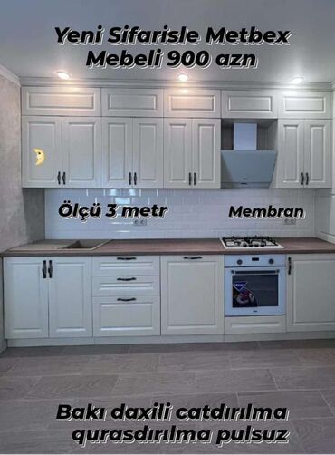 işlənmiş mətbəx mebeli: 🟣Metbex mebeli 🟣 *Qiymet 900 azn* 🟣Olcu 3 🟣 *Membran* 🟣Rezapal