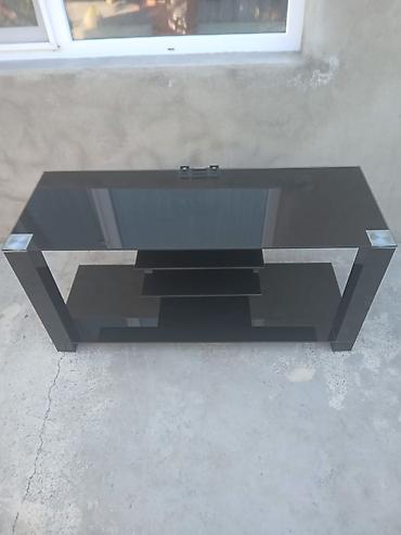 divan ustu: Qara şüşə TV stendi və konsol - Material: qalın temperli qara şüşə və — 4