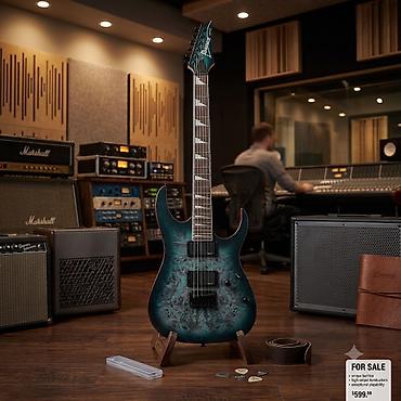 Музыкалык аспаптар: Продаю Электрогитару Ibanez GRG 121 PAR-KBF Вместе с комбо усилителем — 1