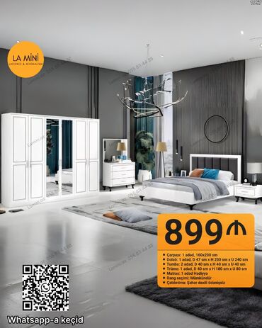 metbex ucun stol ve stullar: İkinəfərlik çarpayı, 2 tumba