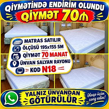bez materialli dosəklər: Satılan məhsul döşəkdir. Ölçüsü 195x155 sm-dir. Elanın üzərində — 1