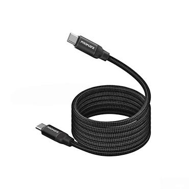 Promate USB-C Cable SPRINGY 60W.BLACKPromate USB-C Cable SPRINGY