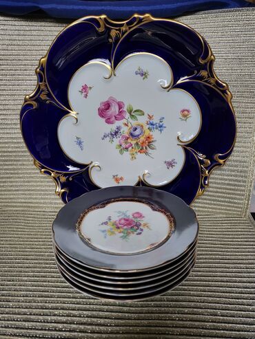 Kuhinjski setovi: Servis za torte,kolace 1945g+ Jlmenau pravi kobalt. Servis za — 7