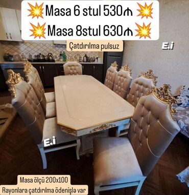Masa və oturacaq dəstləri: Qonaq otağı üçün, Yeni, Açılmayan, Oval masa, 6 stul -da lalafo.az — 15 Masa və oturacaq dəstləri: Qonaq otağı üçün, Yeni, Açılmayan, Oval masa, 6 stul — 15