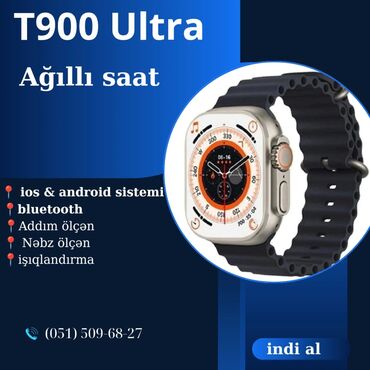 t800 ultra qiymeti: Yeni, Smart saat, Sensor ekran, rəng - Qara