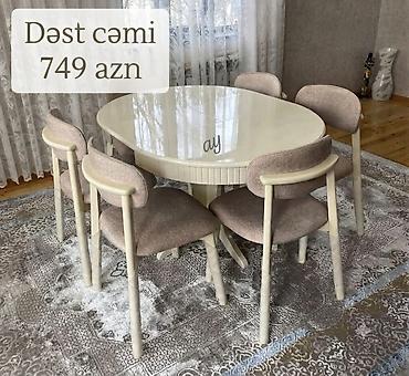 круглый стол на заказ: Dəyirmi yemək masası dəsti #masa desti - Komplekt: masa + 4 stul — 3