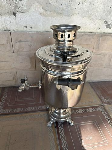 korkmaz samovar: Klassik kömür/sobada yanan samovar - Material: parıldayan metal — 2