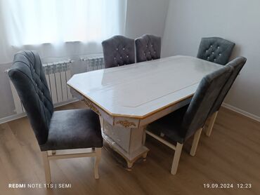 Stullar: Qonaq otağı üçün, Yeni, Açılmayan, Oval masa, 6 stul