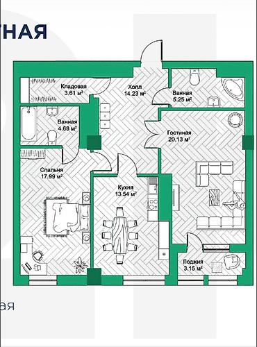 Продажа квартир: 2 комнаты, 82 м², Асанбай мкр Элитка, 15 этаж, ПСО (под самоотделку) — 2