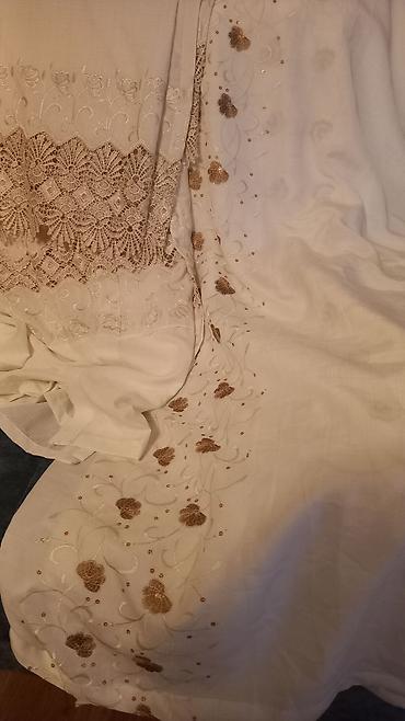 perdeler islenmis: Krem rəngli zərif pərdə dəsti - Material: incə, işıqlı toxuma — 2