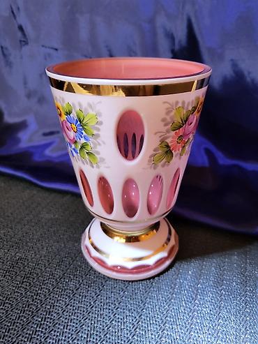Bohemija kristalna vaza 1950,60ta.god.rucni rad. Bohemija pehar — 7