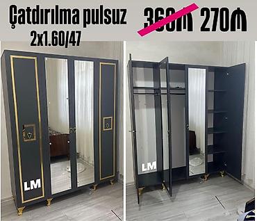 kombi dolab: Dörd qapılı paltar dolabı – təmiz laminatdan. - Ölçü: 2 x 1.60 x 47 - — 1