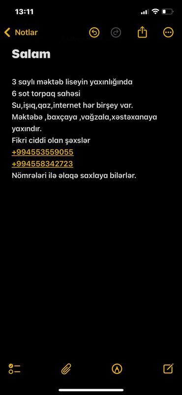 Torpaq sahələrinin satışı: 6 sot