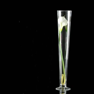 напольная ваза: Ваза прозрачная на ножке в виде кубка, напольная, высота 100 см