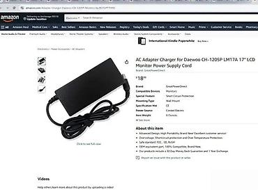 Adapteri i punjači za laptop: AC adapter / punjač za LCD monitor Daewoo CH-1205P, LM17A 17" - Tip — 2