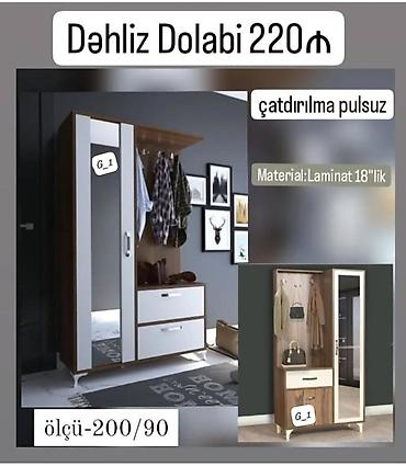 şifoner: Dəhliz dolabı – laminat 18 mm Ölçü: 200/90 sm - Geniş asılqanlıq — 1