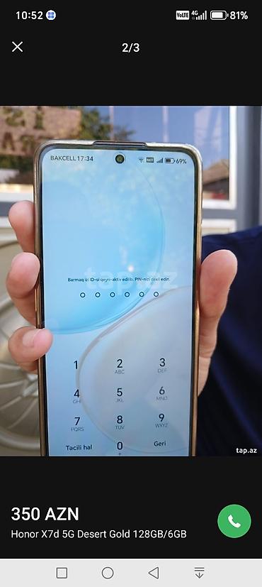 iphone dubai variant: Honor X7d, 128 GB, rəng - Qara, İki sim kartlı — 1