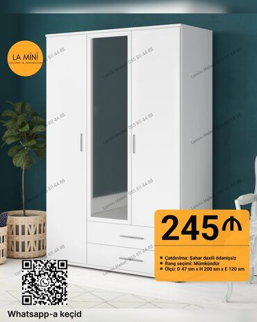 Yataq otağı dəstləri: Açılan, 3 qapılı Düz dolab, Qarderob, paltar dolabı
