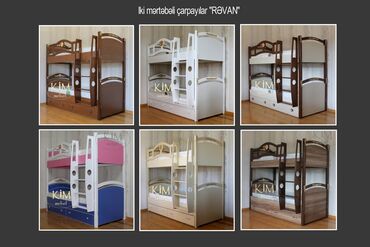 İkimərtəbəli uşaq çarpayıları: Oğlan və qız üçün, Yeni, Çarpayı, Matras ilə, Siyirməli, Taxta — 15